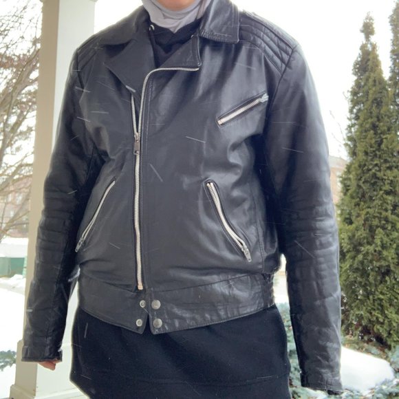 VINTAGE MEN'S 100% GENUINE LEATHER JACKET! - Picture 4 of 4